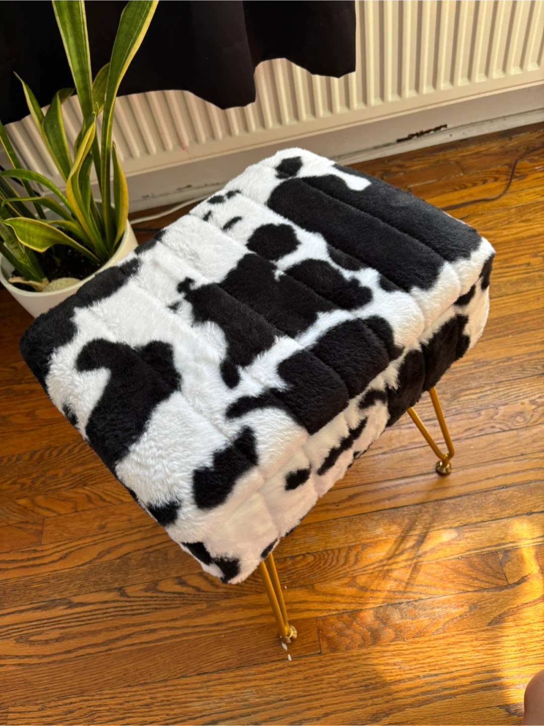 Cow Print Storage Ottoman Footstool - photo 3