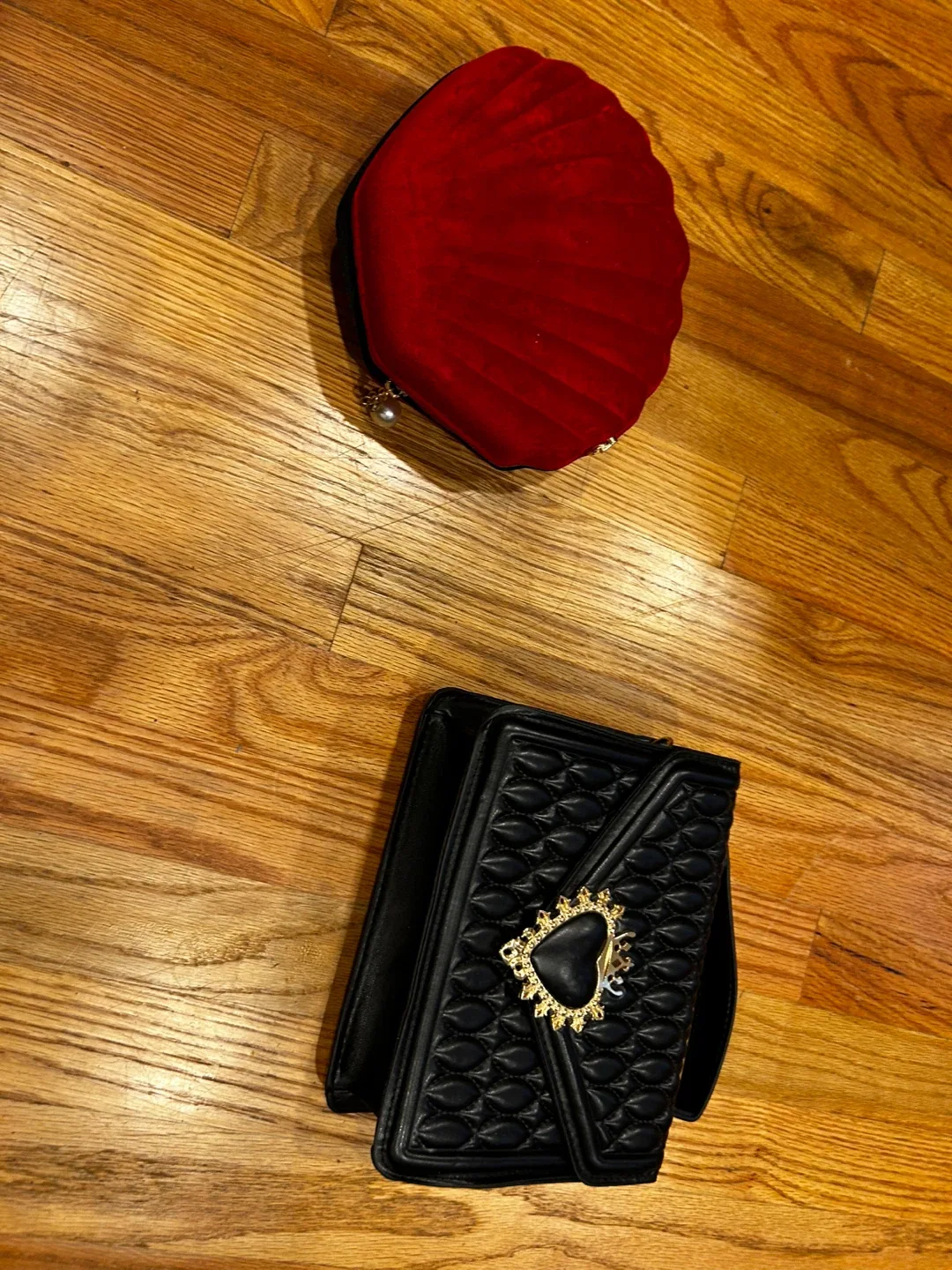 Red Shell Clutch & Black Quilted Heart Bag thumbnail