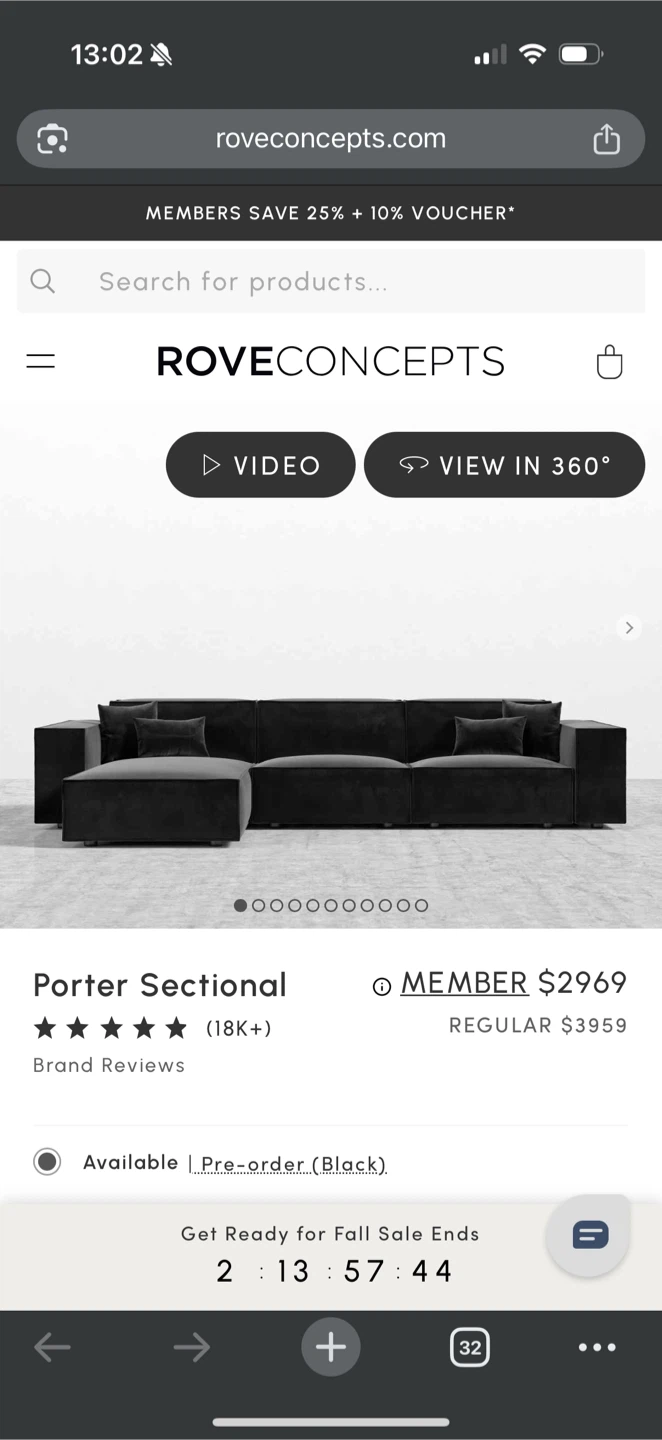 Rove Concepts Porter Black Sectional - photo 2
