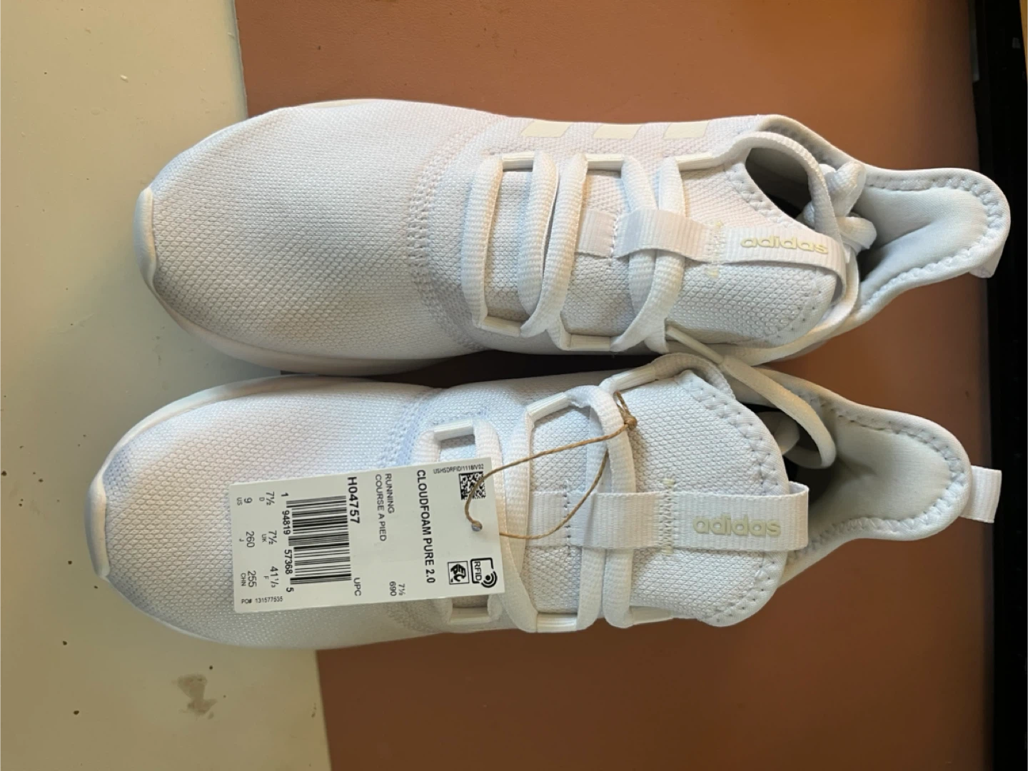 New Adidas Cloudfoam Pure 2.0 White Shoes, Size 9