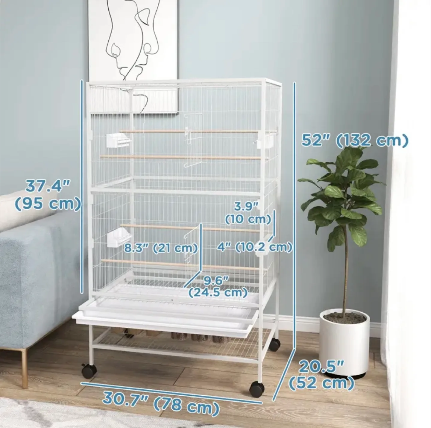 Large Bird Cage with Stand - 52" Height image indicator(2)