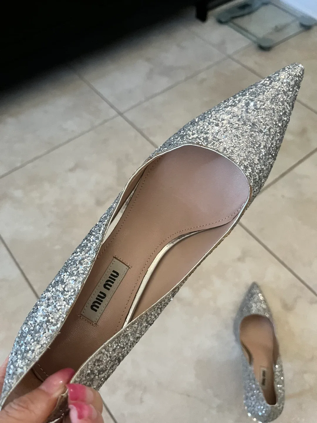 Miu Miu Glitter Pointed Toe Heels image indicator(3)