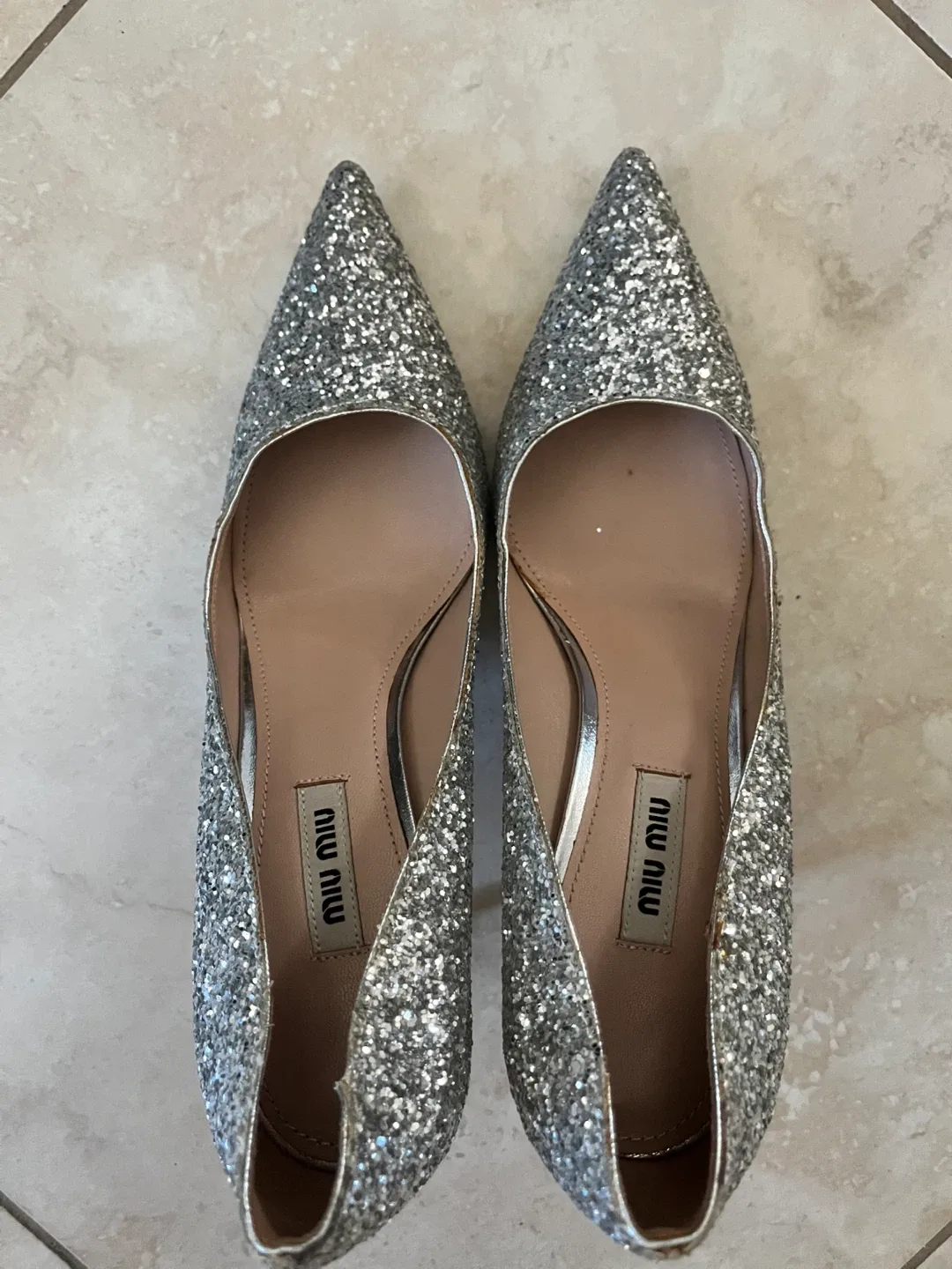 Miu Miu Glitter Pointed Toe Heels image indicator(2)