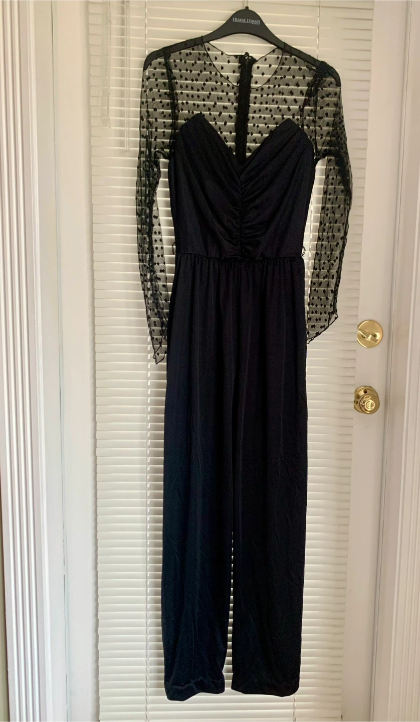 Vintage Black Jumpsuit with Sheer Sleeves - photo 2