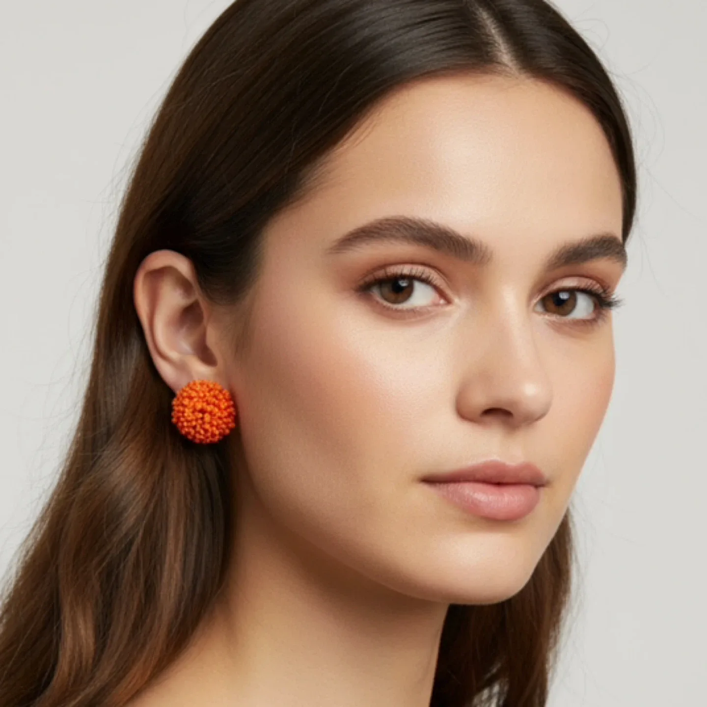 Orange Seed Bead Stud Earrings thumbnail