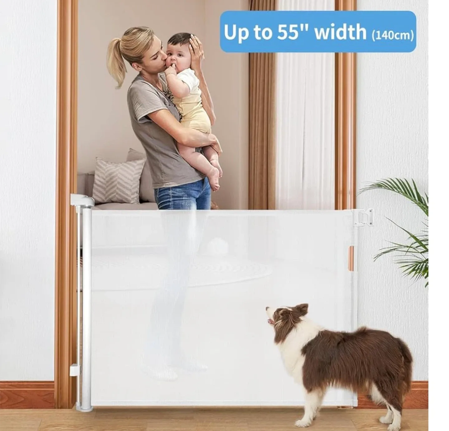 Retractable Safety Gate - White, 33x55 inch thumbnail