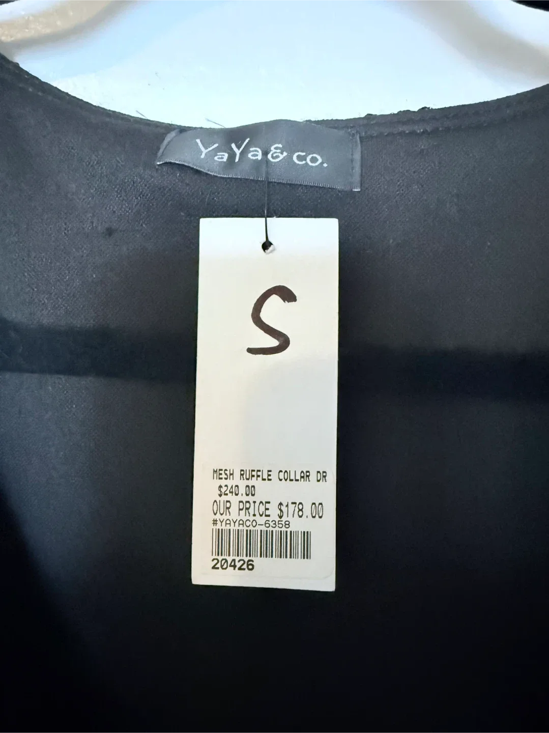 YaYa & co. Black Mesh Ruffle Collar Dress - Size Small image indicator(2)