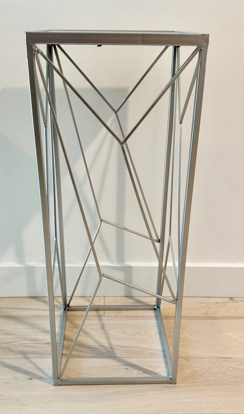 Silver Metal Plant Stand/Accent Table with Mirrored Top - photo 3