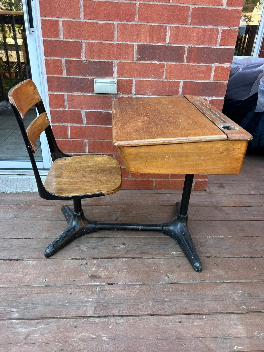 Vintage School Desk with Attached Chair image indicator(4)