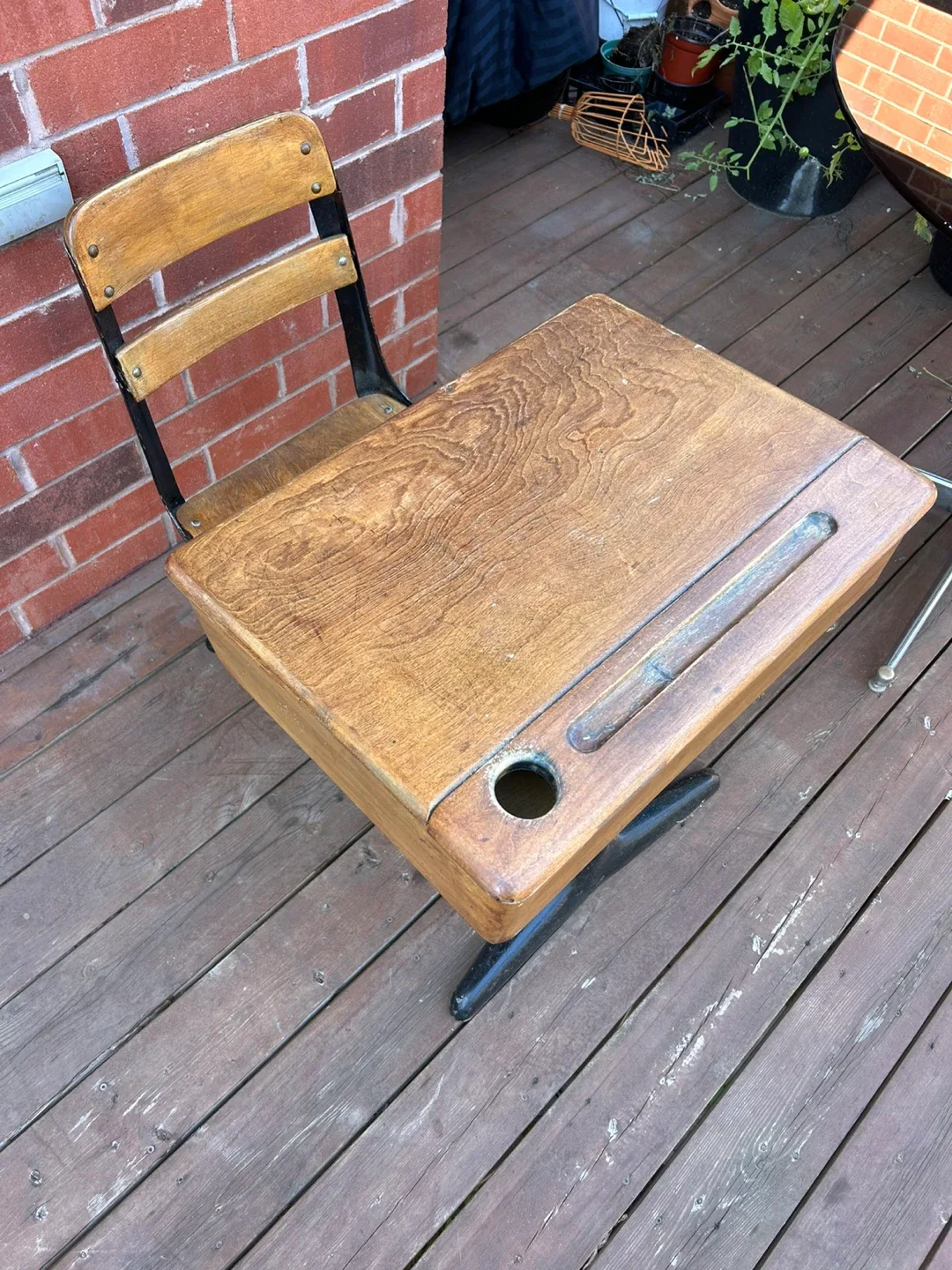 Vintage School Desk with Attached Chair image indicator(2)