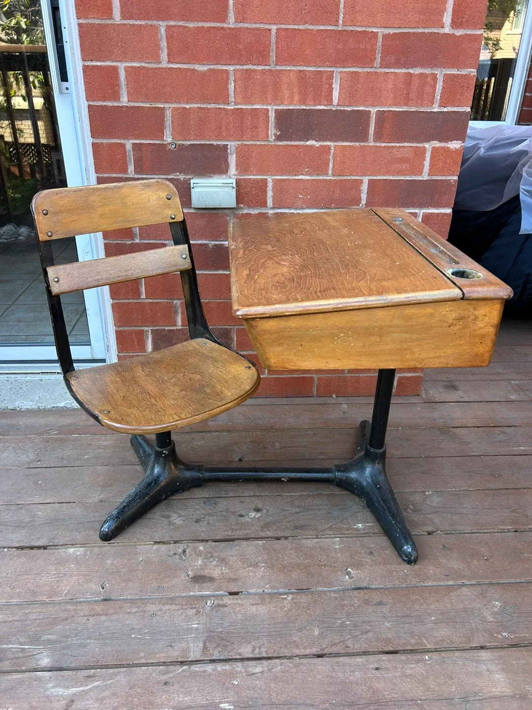 Vintage School Desk with Attached Chair image indicator(6)