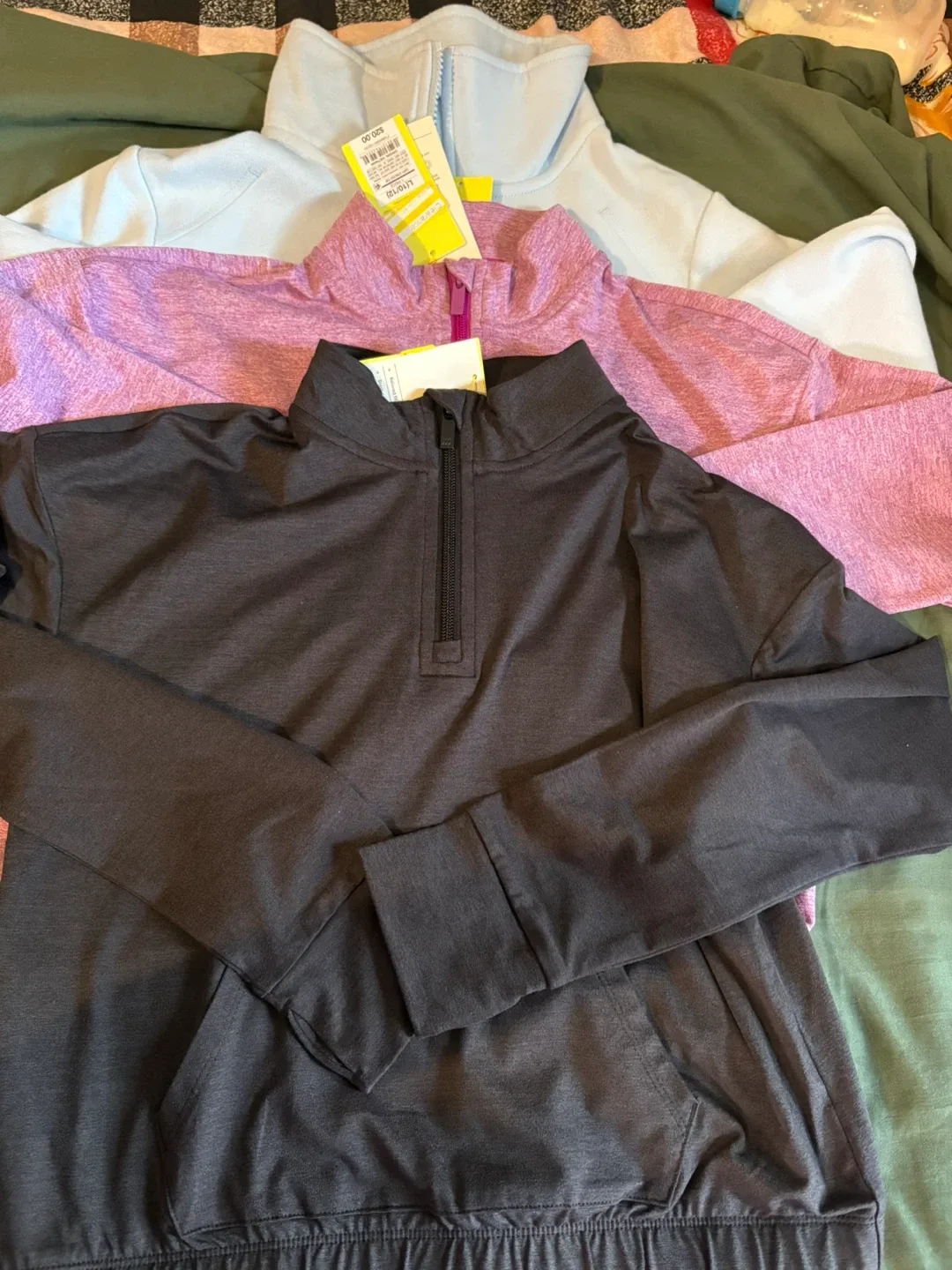 All in Motion 1/4 Zip Pullover - Gray, Pink, Blue thumbnail