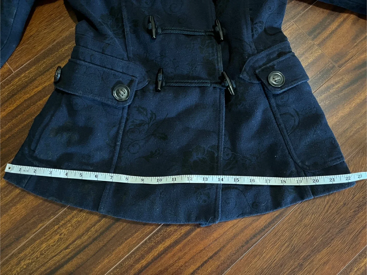 Material Girl junior small / women’s XS navy floral peacoat image indicator(9)