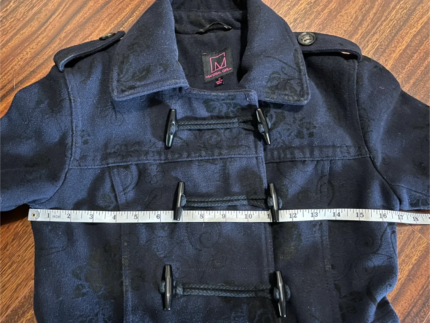 Material Girl junior small / women’s XS navy floral peacoat image indicator(6)