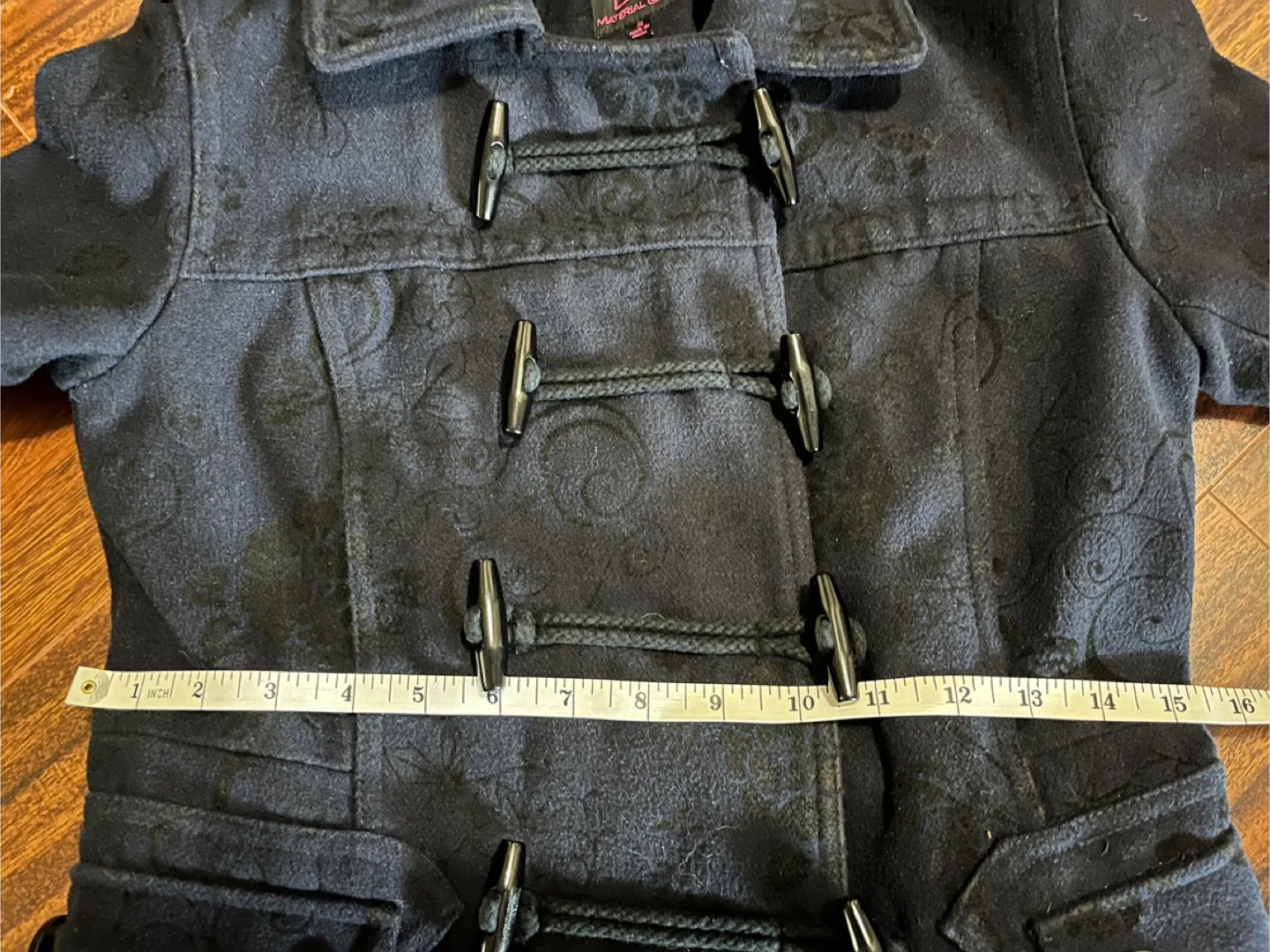 Material Girl junior small / women’s XS navy floral peacoat image indicator(8)