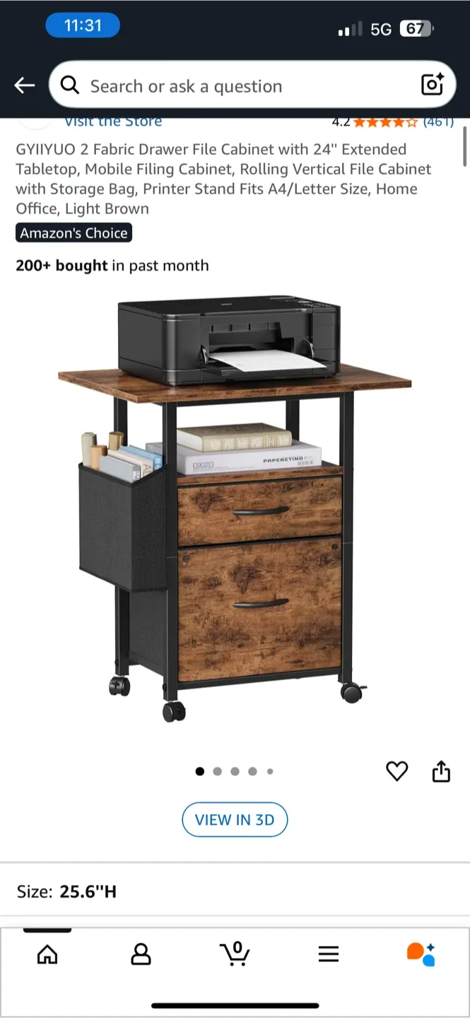 BNIB GYIYUO 2-Drawer File Cabinet - Light Brown thumbnail