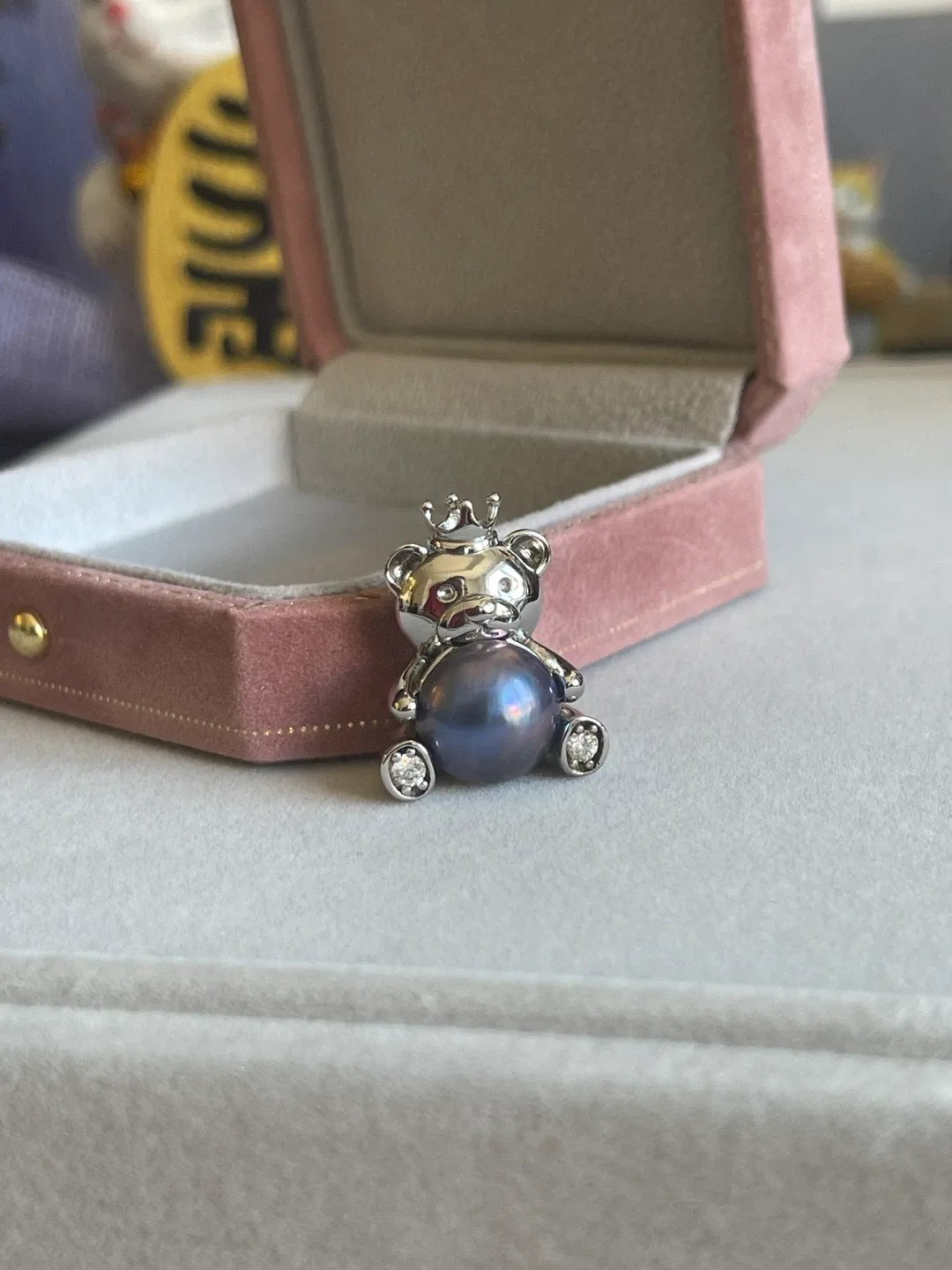 Silver Teddy Bear Pearl Pendant image indicator(2)