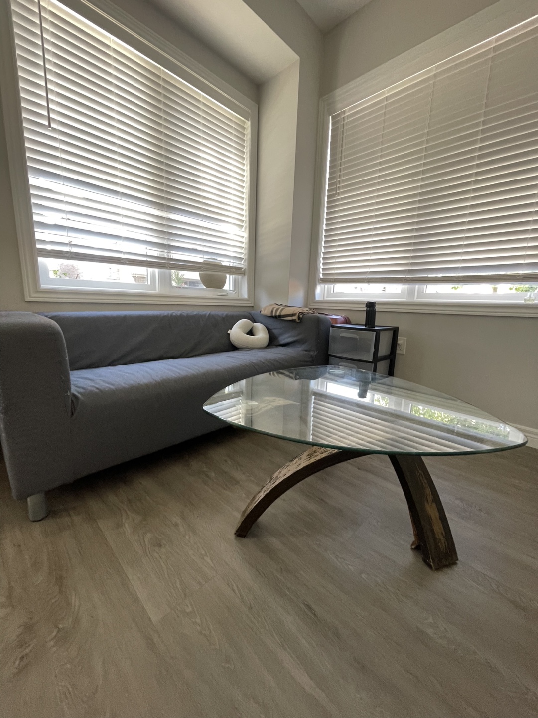 Glass Top Coffee Table w/ Wooden Base