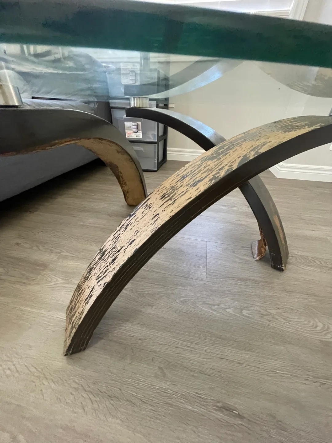 Glass Top Coffee Table w/ Wooden Base image indicator(4)