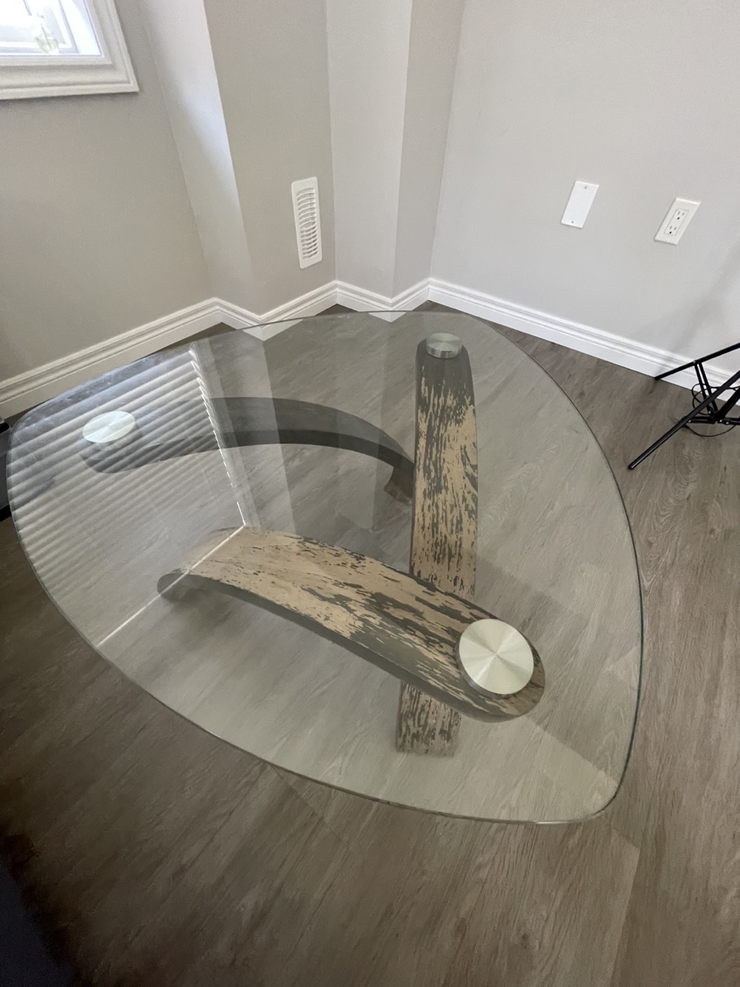 Glass Top Coffee Table w/ Wooden Base - photo 2