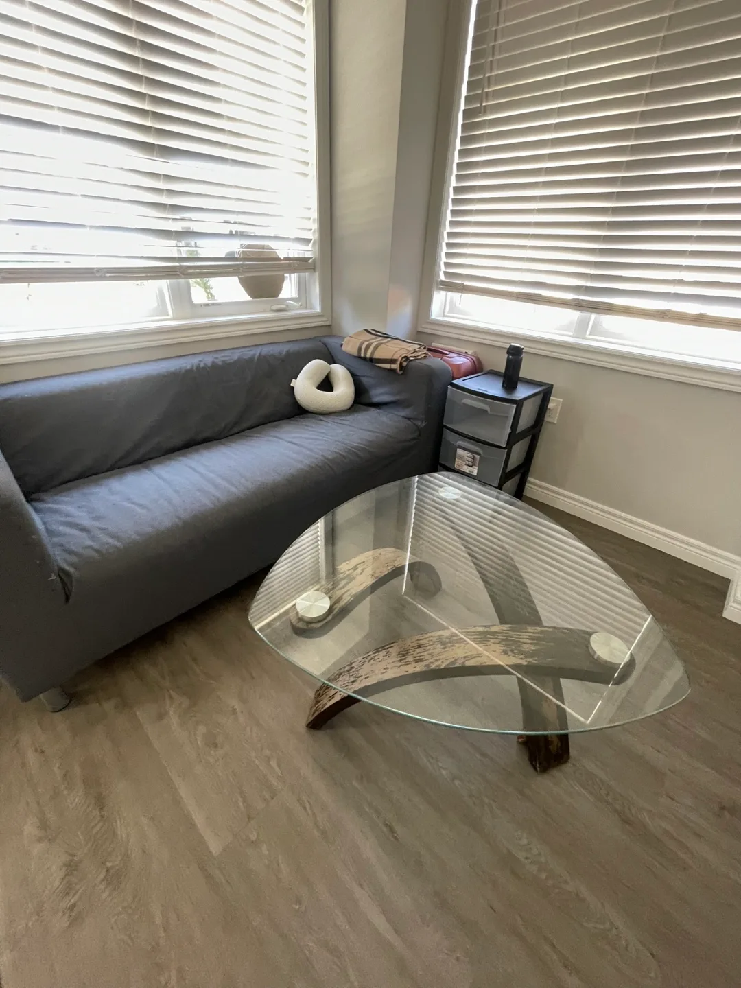 Glass Top Coffee Table w/ Wooden Base image indicator(7)