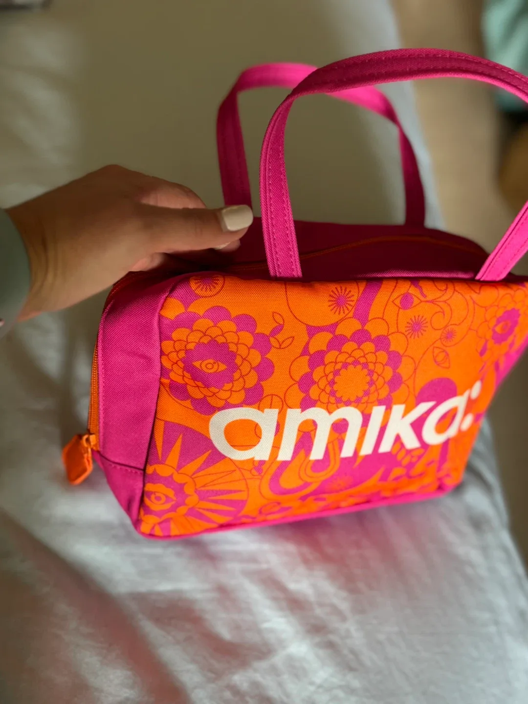 Amika Makeup/Cosmetic Bag - Pink & Orange image indicator(3)