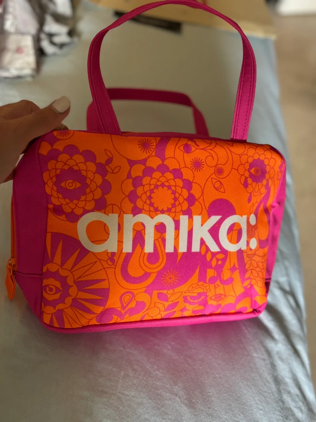 Amika Makeup/Cosmetic Bag - Pink & Orange image indicator(2)