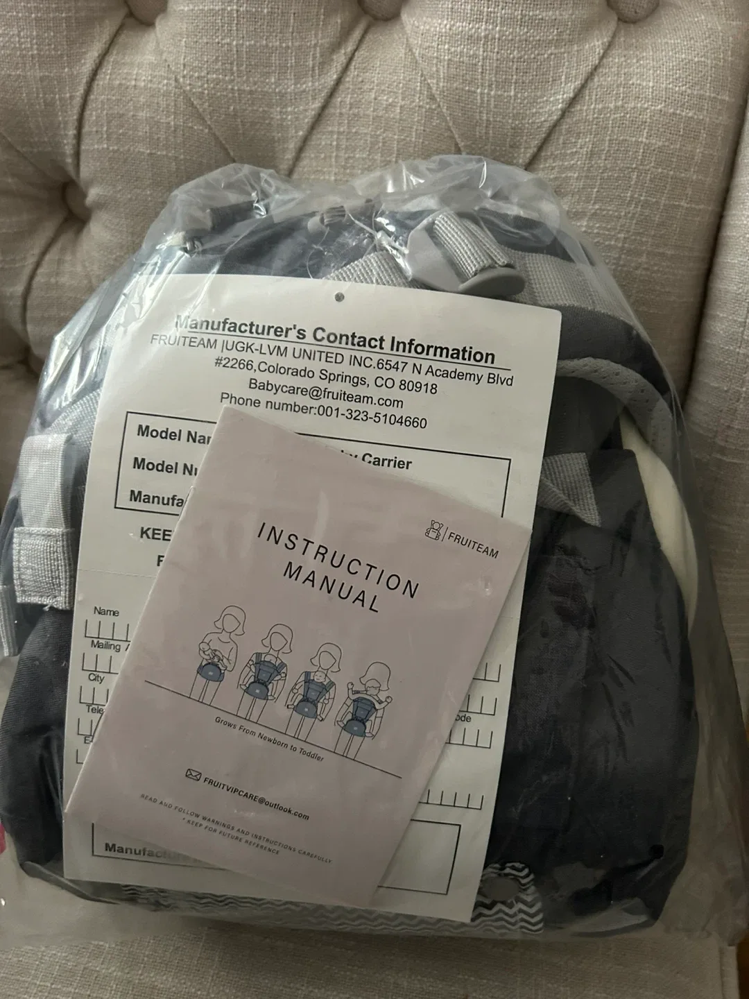 FRUITEAM 6-in-1 Baby Carrier - Dark Grey - New image indicator(4)