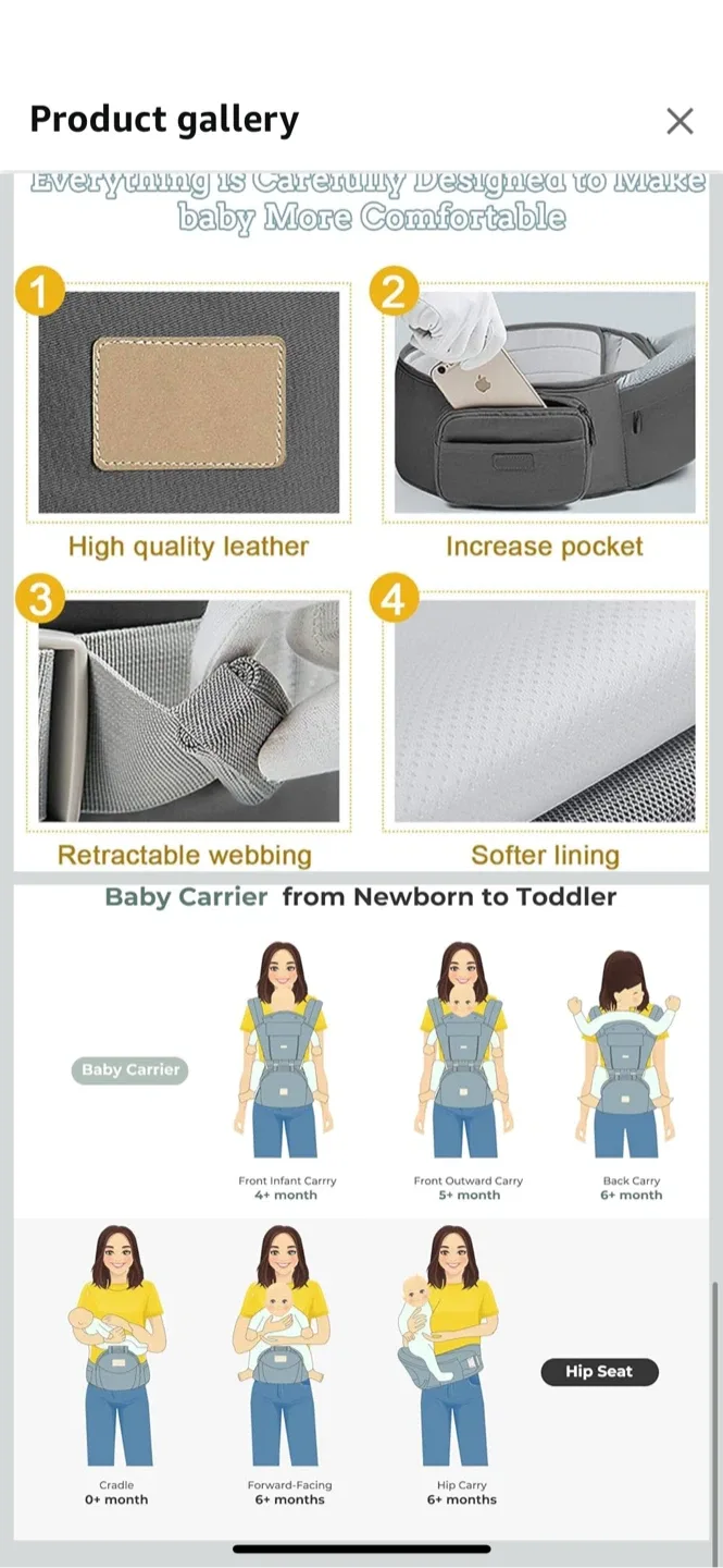 FRUITEAM 6-in-1 Baby Carrier - Dark Grey - New image indicator(9)