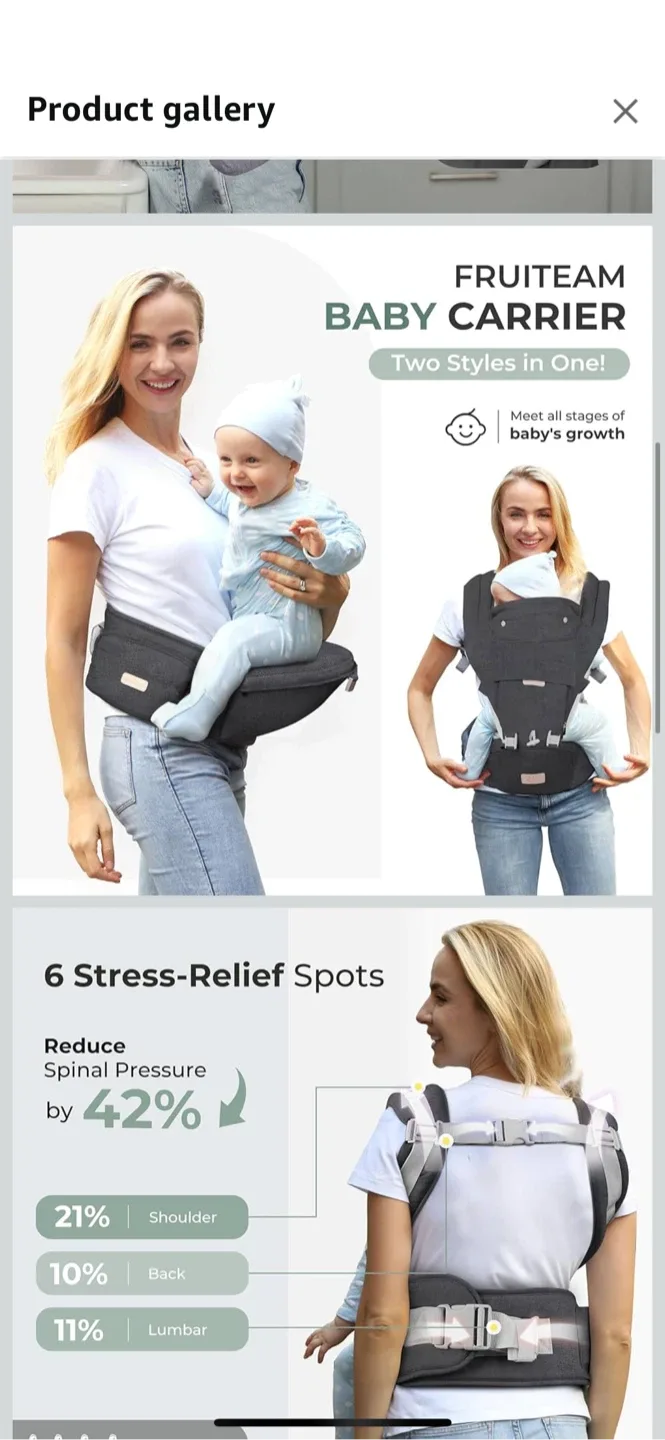 FRUITEAM 6-in-1 Baby Carrier - Dark Grey - New image indicator(6)