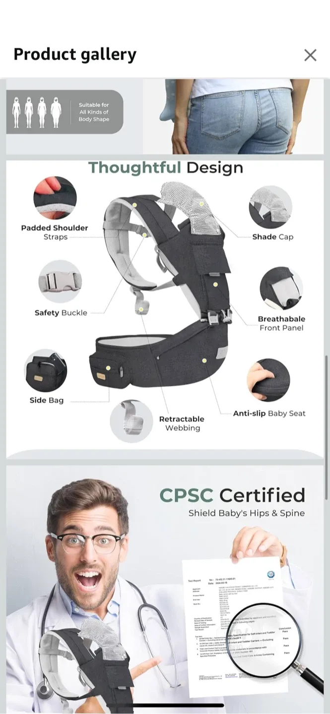 FRUITEAM 6-in-1 Baby Carrier - Dark Grey - New image indicator(7)