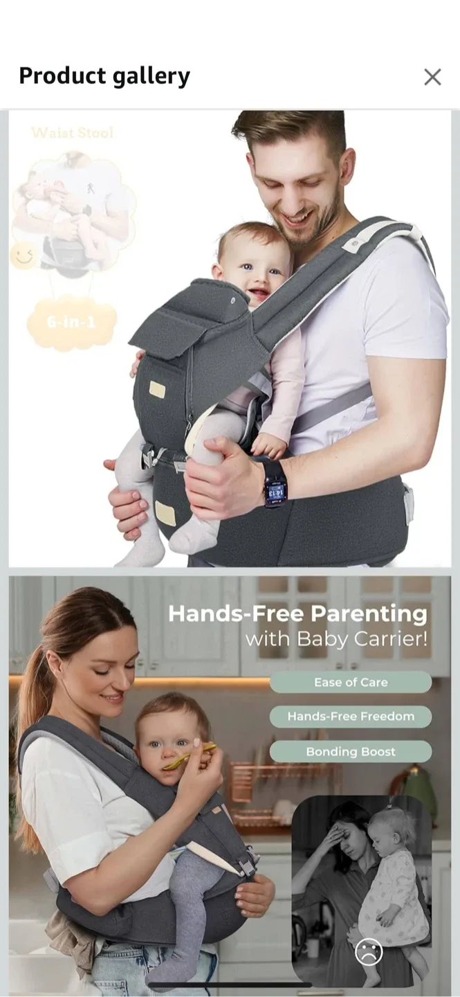 FRUITEAM 6-in-1 Baby Carrier - Dark Grey - New image indicator(5)