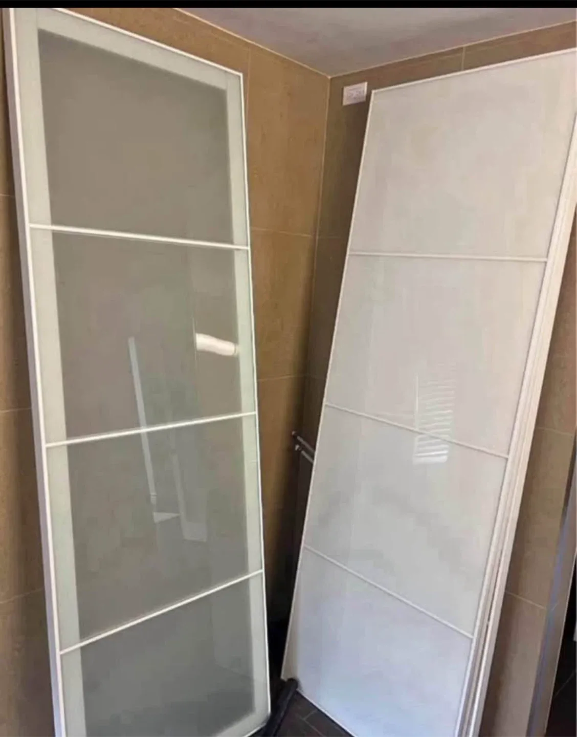 Glass doors 2 white 1 froasted glass 30”x91”