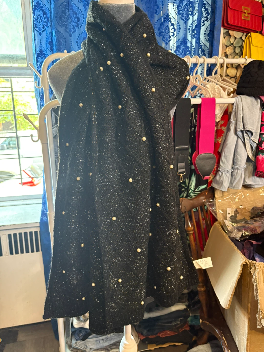 Black Pearl Embellished Scarf