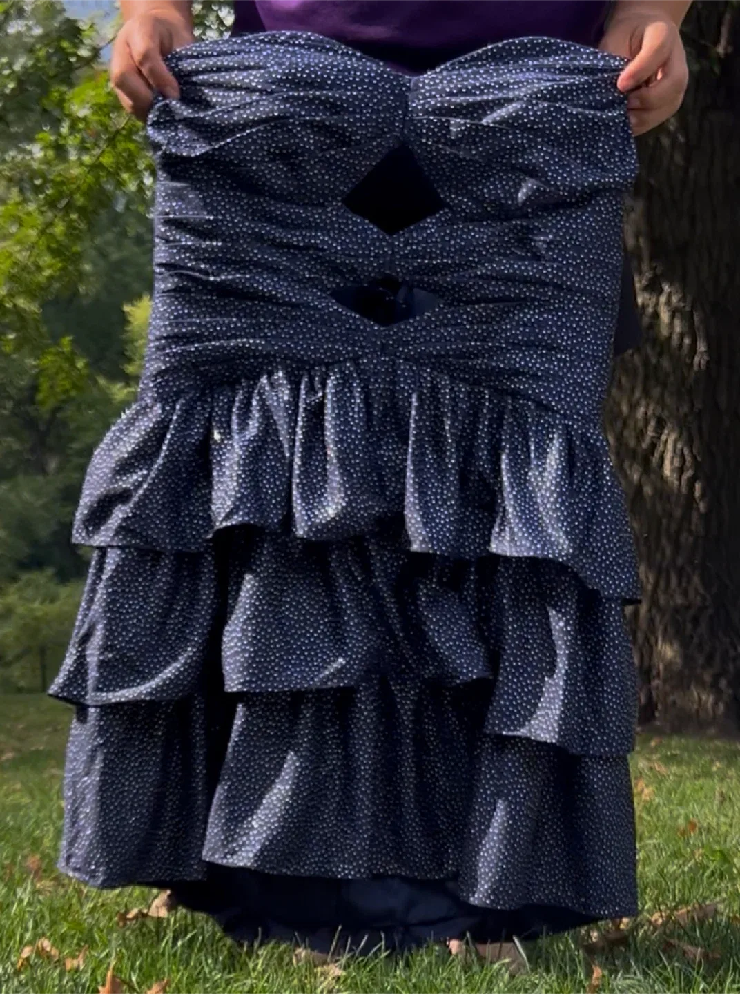 Navy Blue Ruffle Dress thumbnail