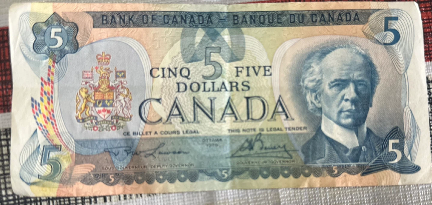 5 Canada dollar bill 1979