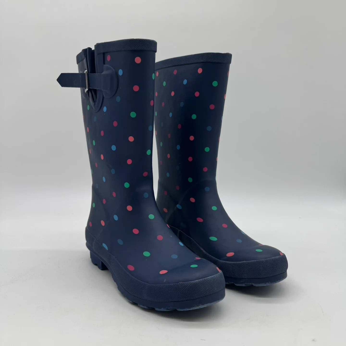 Kids Navy Polka Dot Rain Boots Size 4 EU 36 Waterproof Rubber thumbnail