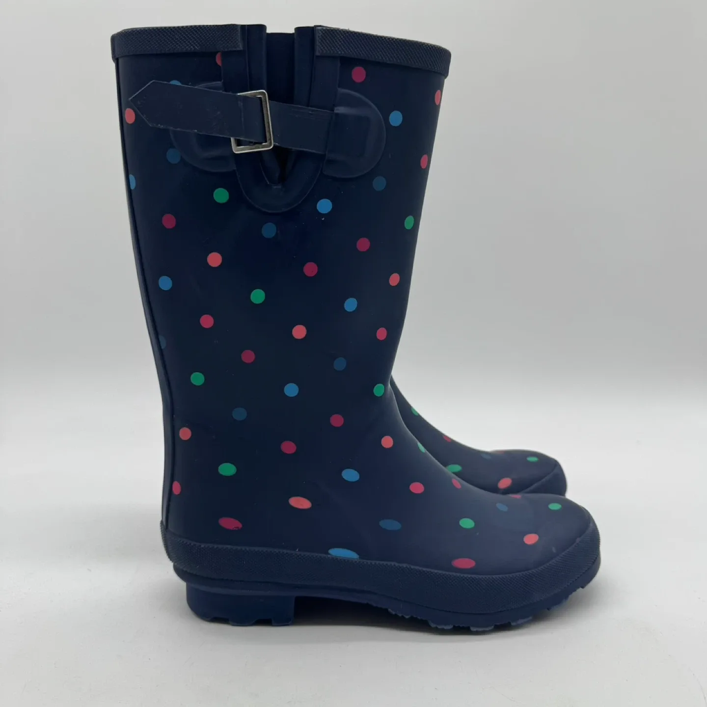 Kids Navy Polka Dot Rain Boots Size 4 EU 36 Waterproof Rubber image indicator(3)
