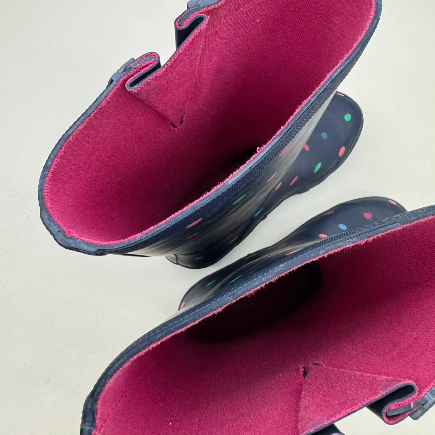 Kids Navy Polka Dot Rain Boots Size 4 EU 36 Waterproof Rubber image indicator(5)