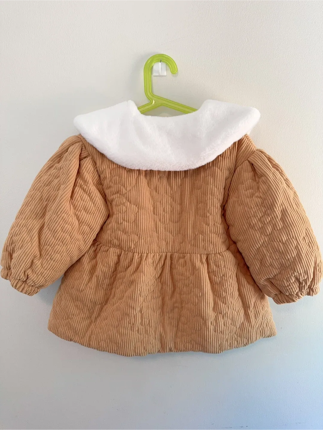 Tan Corduroy Baby Jacket with Faux Fur Collar image indicator(4)