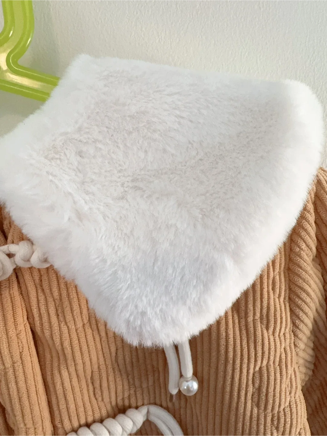 Tan Corduroy Baby Jacket with Faux Fur Collar image indicator(2)