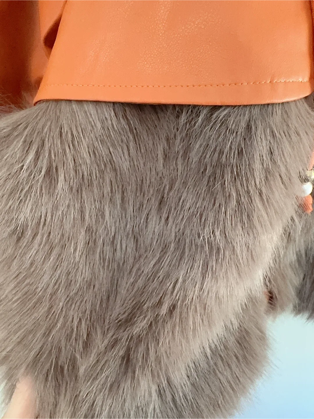 Orange Faux Leather & Fur Baby Jacket size 4-6T image indicator(2)