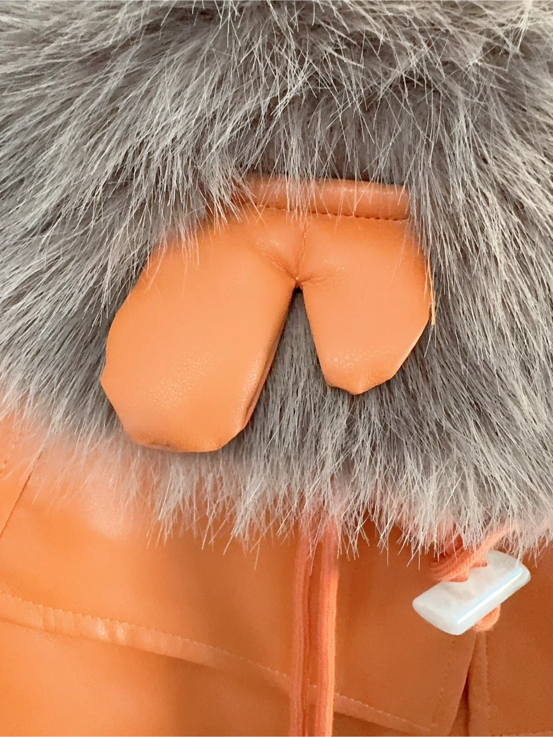 Orange Faux Leather & Fur Baby Jacket size 4-6T image indicator(4)