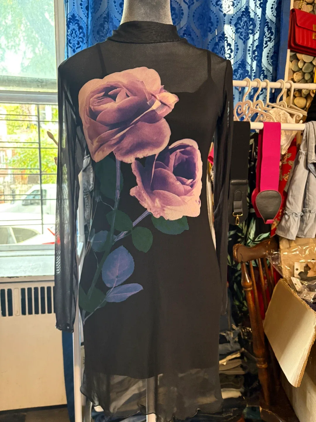 Black Floral Mesh Dress thumbnail