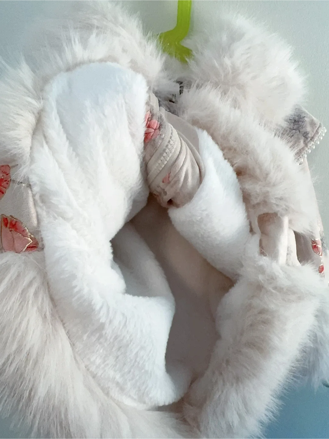 Floral Faux Fur Trimmed Coat Toddler 4-6T image indicator(4)