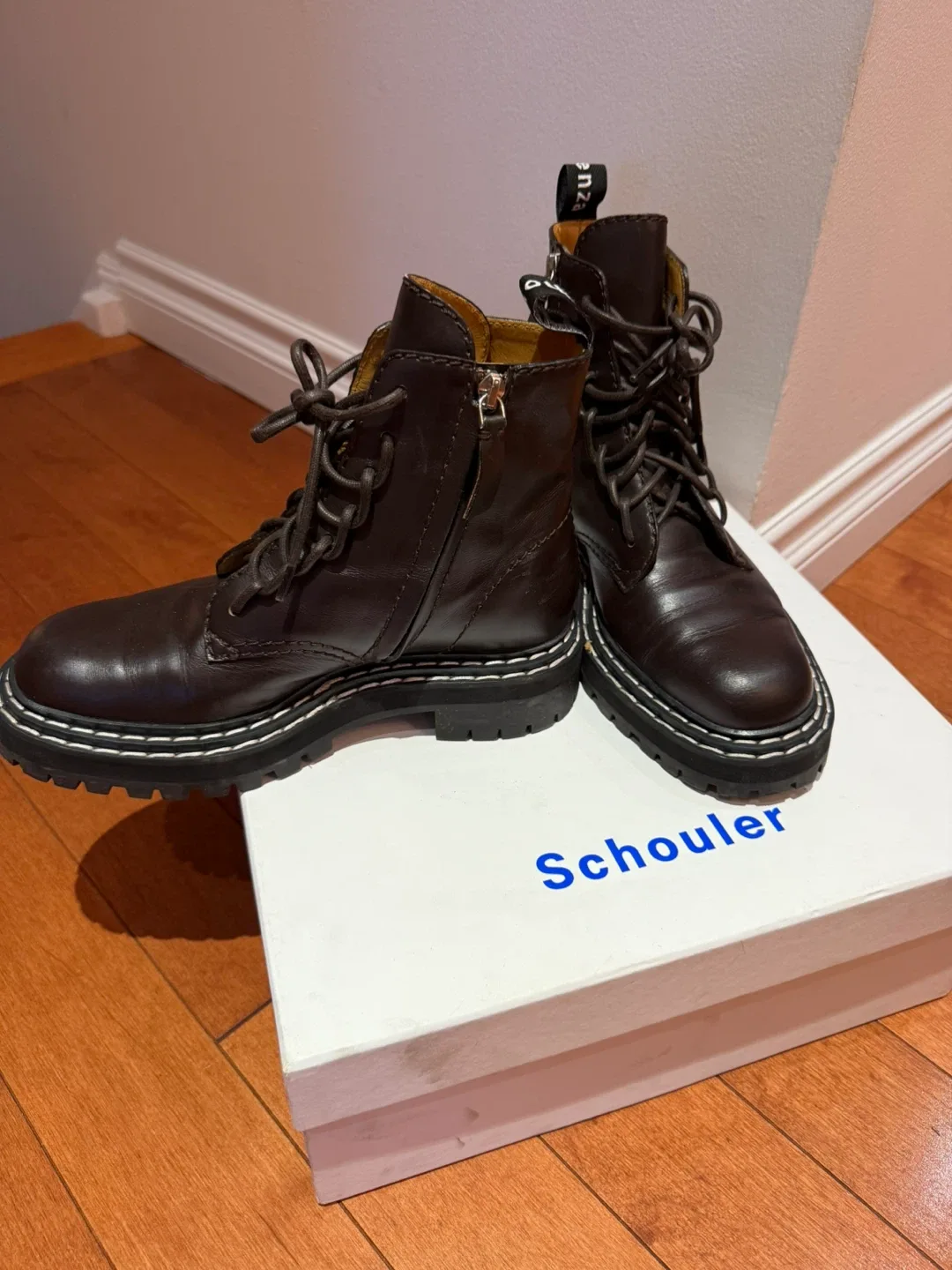 Proenza Schouler Brown Leather Ankle Boots - Size 37 image indicator(2)
