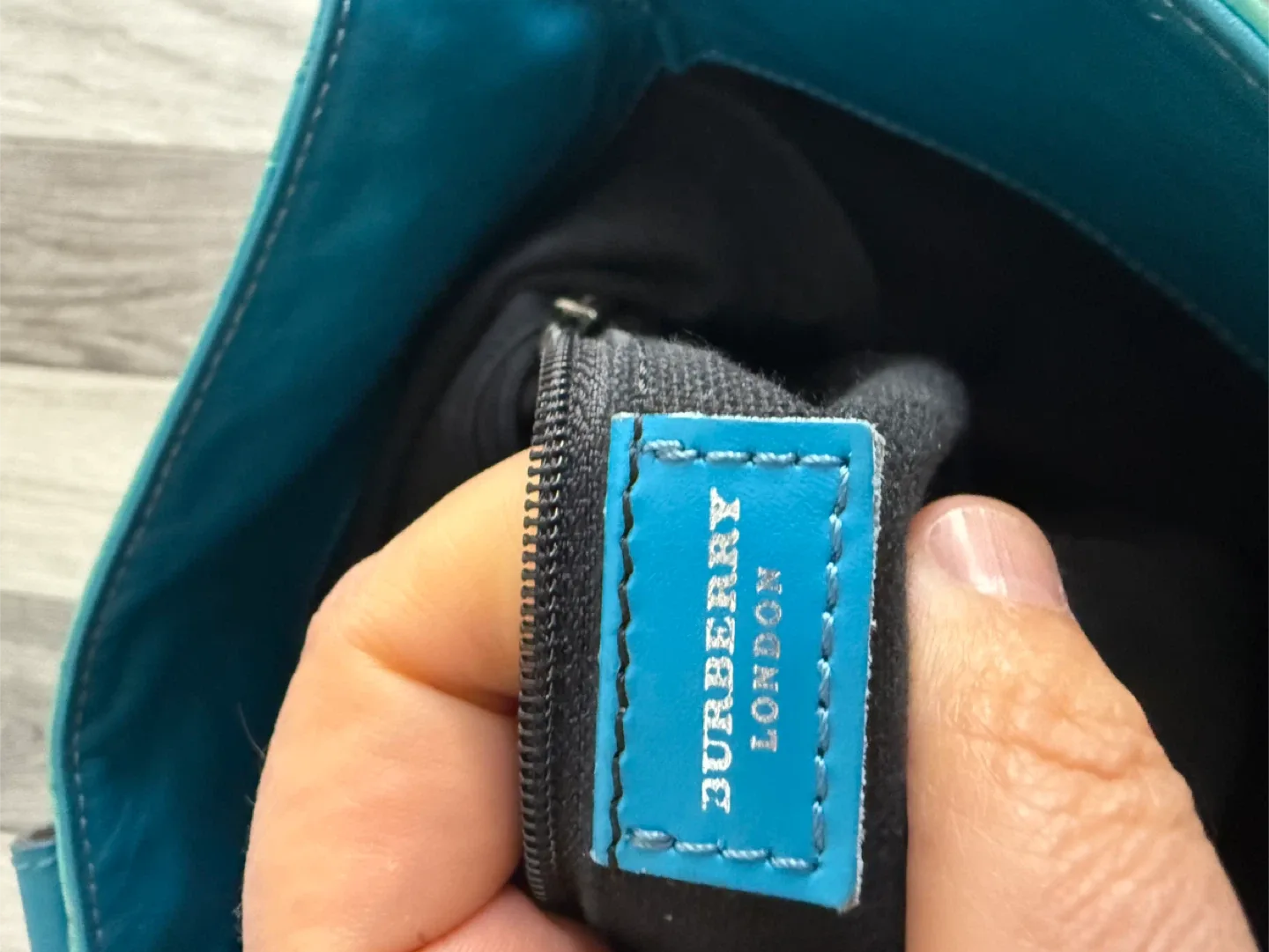 Burberry Turquoise Embossed Leather Bag image indicator(6)