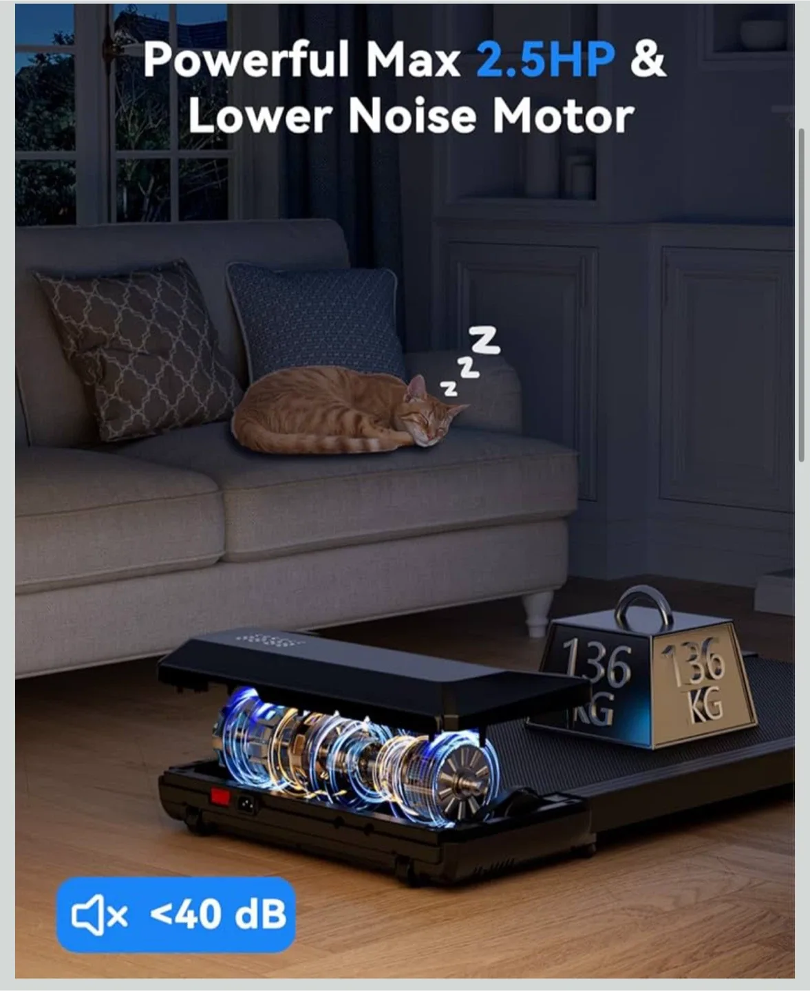 Folding Treadmill - Max 2.5HP & Lower Noise Motor image indicator(4)