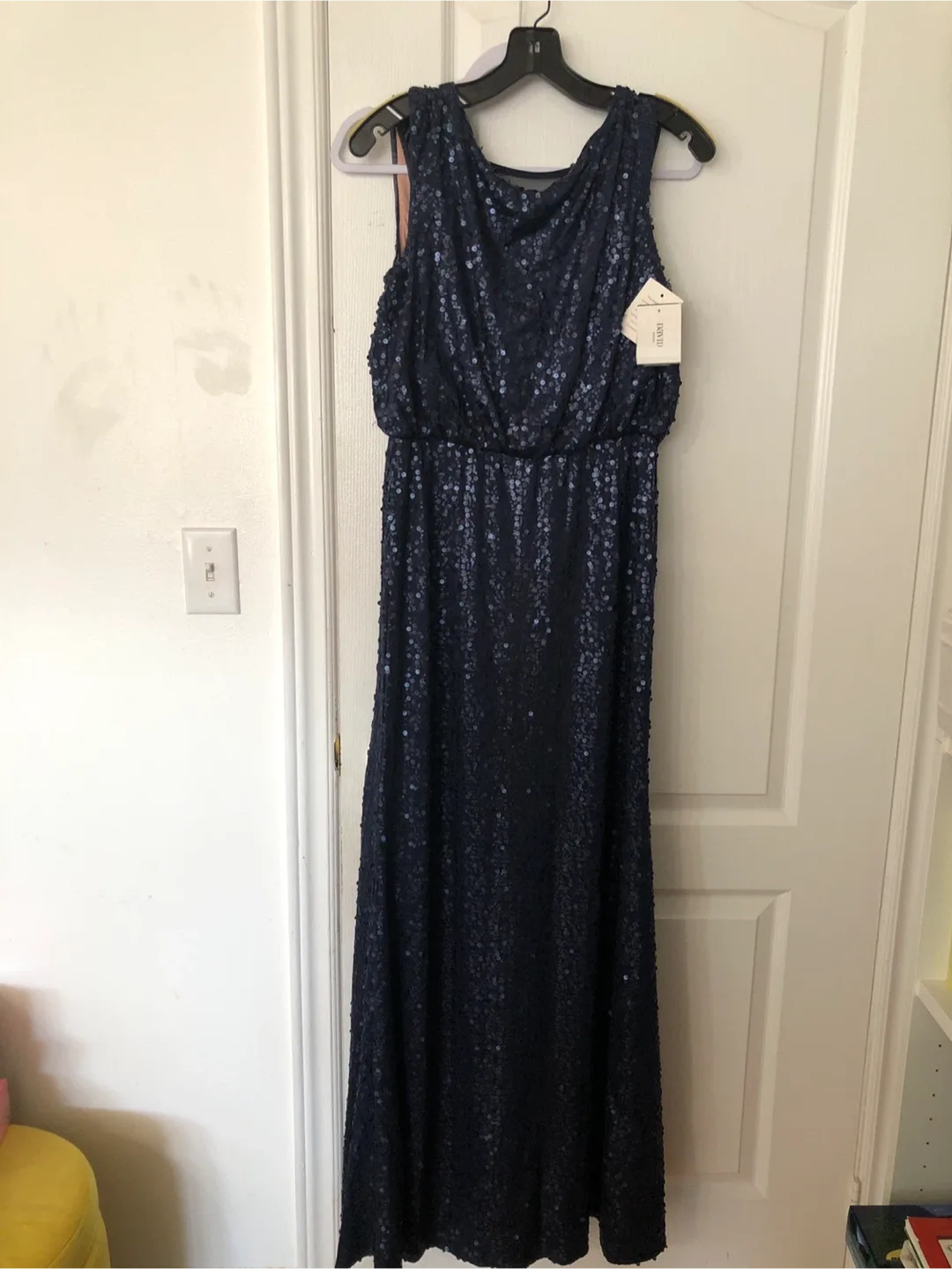 David's Bridal Sequin Tank Dress - Navy Blue thumbnail