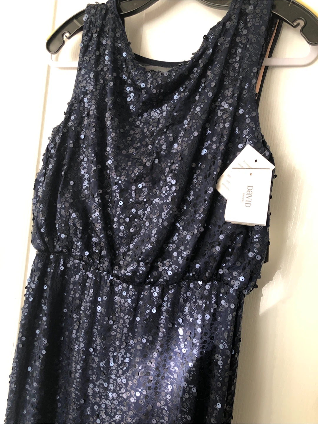 David's Bridal Sequin Tank Dress - Navy Blue - photo 2